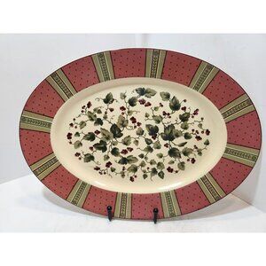 Vtg Waverly Garden Room Floral Manor 14.5" Stoneware Oval Platter Poland